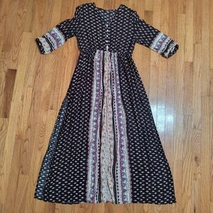 Boho Peasant Maxi Dress, Rayon, Women's Small/Medium